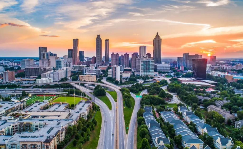 Aerial shot of Atlanta's skyline